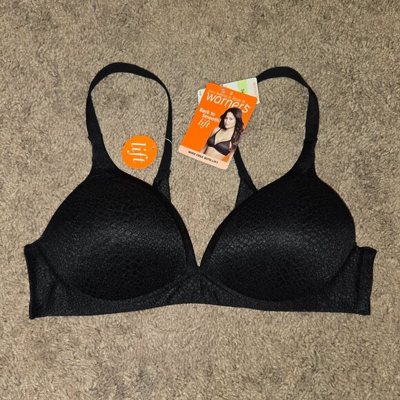 Warner's Back To Smooth LIFT Wire Free Bra 1375 34B Black NEW NWT - Picture 1 of 4